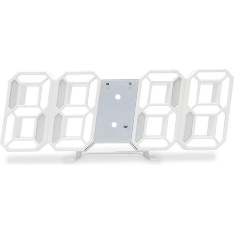 3D-LED-Digitaluhr, Wanddekoration, Leuchtfunktion, Nachtmodus, elektronische Tischuhr, verstellbare Wanduhr, Dekoration für das Wohnzimmer, LED-Uhr, 1 Stück (Weiß)