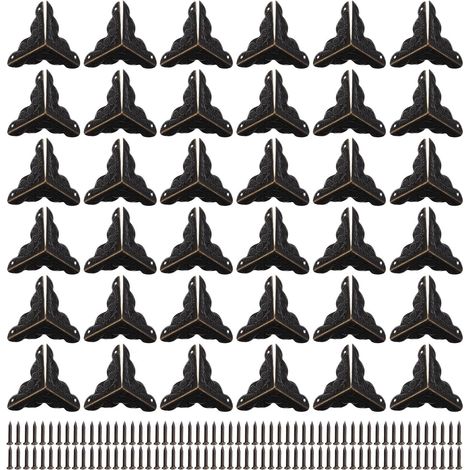 36 protège-coins décoratifs, fer/bois, pour boîtes et meubles (1/5)