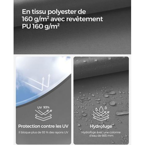 Sonnensegel 2 x 3 m, wasserabweisend, 665 mm Wassersäule, reißfestes Polyester, 93 % UV-Schutz, Terrasse, Garten, Balkon, rechteckig, 2 m Seile, anthrazitgrau (1/4)