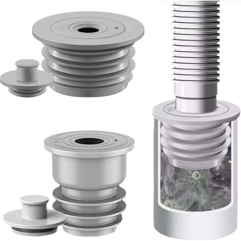 Joint de tuyau de machine à laver 35-40 et 45-50 mm, 2 pièces, bouchon gris anti-odeurs, joint de tuyau de vidange de machine à laver, tuyau de vidange anti-odeurs. (1/5)