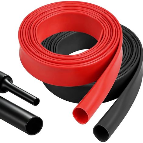 Gaine Thermorétractable, 2 Pièce Ø12,7mm x 2m Tube Thermorétractables avec Adhésif, 3:1 avec Colle, Double Paroi, étanche et résistante à L'abrasion – Rouge et Noir (1/5)