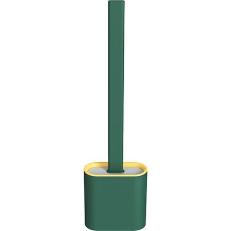 Brosse de toilette en silicone avec support à séchage rapide, brosse de toilette en silicone pour salle de bain ou toilettes d'invités, élégante et durable (verte) T-Audace-AquaForge (1/5)