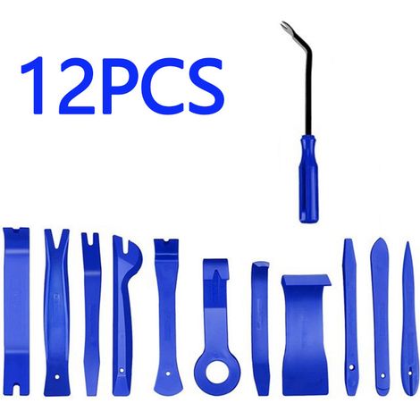 Kit de dépose de garniture automatique 12 pièces, Kit d'outils d'installation d'autoradio, Kit de dépose intérieure de barre de levier, bleu (1/3)