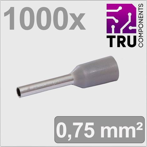 TRU COMPONENTS TC-13377196 Capocorda 0.75 mm² Parzialmente isolato Grigio 1000 pz.