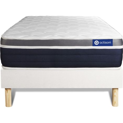 Somier blanco + Colchón con látex y espuma viscoelástica 80 x 190
