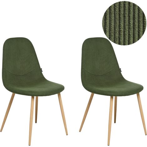 Esszimmerstuhl 2er Set HILDEN Cord Grün (1/5)