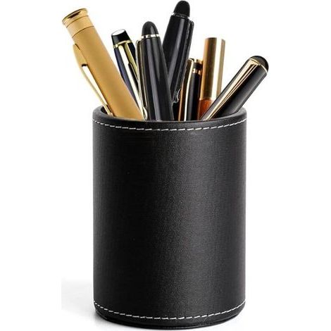 Stiftehalter aus Leder für den Schreibtisch, runder Stiftehalter aus PU-Leder, Make-up-Pinselhalter, Stiftehalter für Büro/Zuhause/Schule (1/5)
