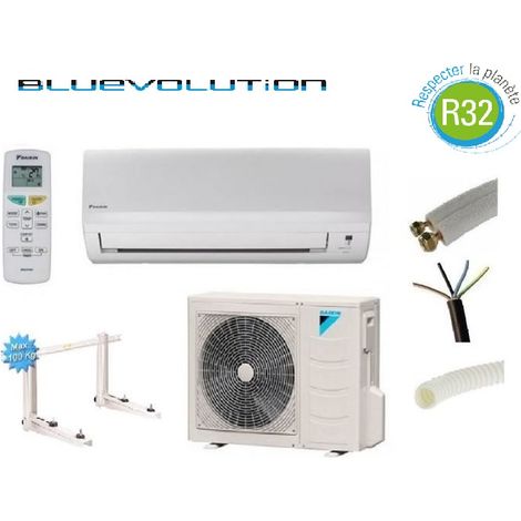 Daikin – Climatiseur réversible 6000W R32 – A++ – Niveau sonore 20dB – Pack complet avec kit de pose 12m et support mural - FTXF60A