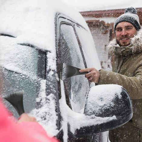 Pala da neve invernale, 27 x 10,8 cm, pala da neve per auto, pala per la rimozione della neve dai veicoli, spazzola da neve, pala antighiaccio e per ghiaccio, raschietto per ghiaccio (1/5)