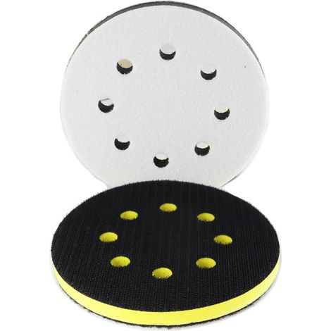 2 tampons de ponçage en mousse, 125 mm, 8 trous, densité souple et dure, pour ponceuse orbitale