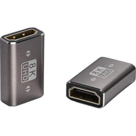 Adaptateur HDMI Femelle Femelle 8K 2 Pièces Coupleur HDMI 2.1, Rallonge HDMI pour Rallonge Câble HDMI, Écran, Télévision, Projecteur, Ordinateur Portable, PC (1/5)