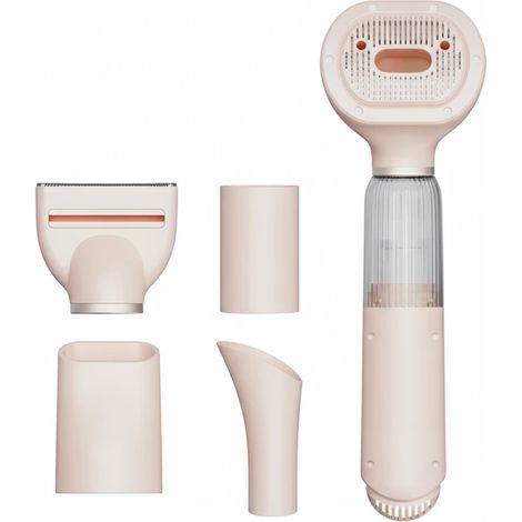 Brosse à poils 4 en 1 pour animaux, outil de toilettage automatique avec aspirateur pour chiens et chats, rose