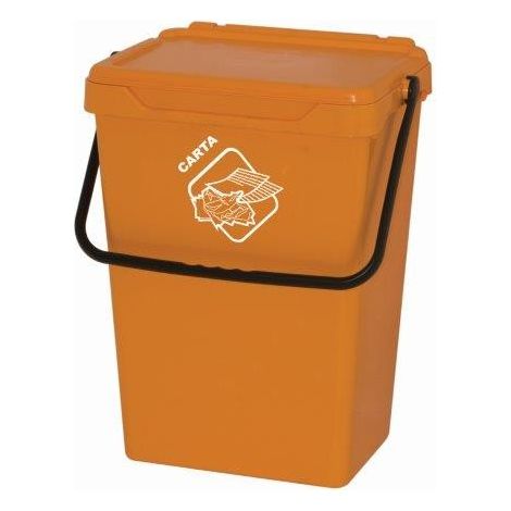 cassonetto in plastica gialla con coperchio per raccolta differenziata, 35 lt