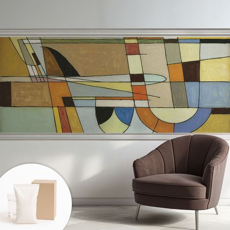 Papier peint intissé mural avec imprimé motifs décoratifs - style contemporain - Colle incluse gratuite Harmonie géométrique 250x104 cm (1/5)
