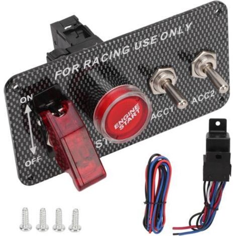 Sport Look Interrupteur D'allumage Panneau Démarrage Rapide Interrupteur À Bascule en Fiber De Carbone Style en Aluminium Multifonction Voiture Voiture De Course