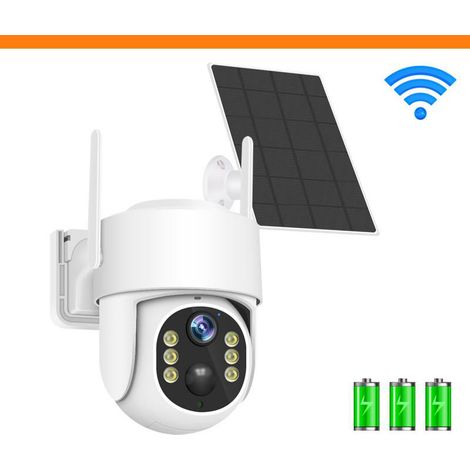 Moniteur solaire basse consommation,caméra PTZ, moniteur sans fil, WiFi,idéal pour les garages et les commerces(carte mémoire 32 Go incluse)