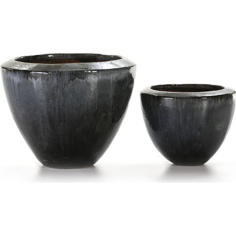 Set/2 Maceteros 54X54X43/36X36X28 Gres Gris Envejecido (1/2)