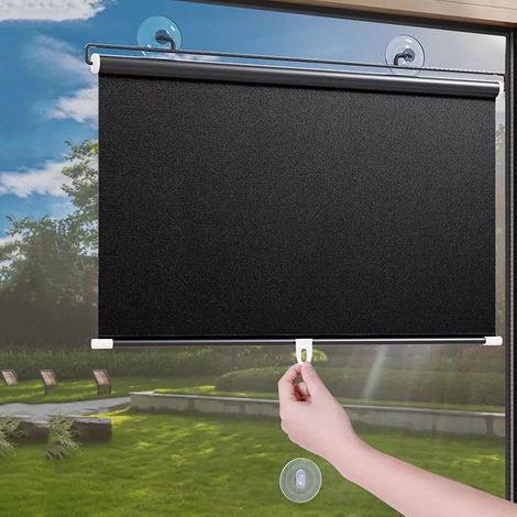 Persianas opacas con ventosas, sin necesidad de taladrar ni cables, temporales y portátiles, fabricadas en PVC, con protección UV, 125 x 68 cm. (1/5)