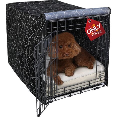 Housse de Cage à Motif pour Chien de 61 cm, Housse de Niche d'intérieur en Polyester Robuste, Ajustement Universel pour Cage en métal Standard à 1, 2, 3 Portes (polygonale Bref) (1/5)