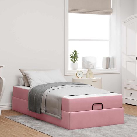 Cadre de lit avec matelas 2 pcs,Structure de lit,Lit Adulte Rose Velours 258356 (1/5)