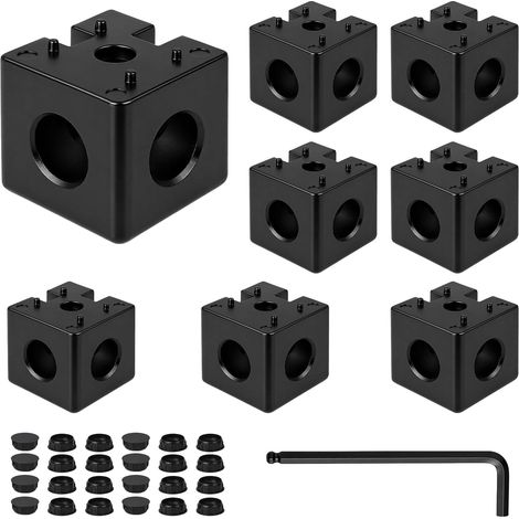 Connecteur d'angle cube 3D à 3 voies pour profilé aluminium 30x30, noir – Accessoire pour profilé aluminium 3D, lot de 8, avec vis et écrous pour profilé extrusion 3030 (1/5)