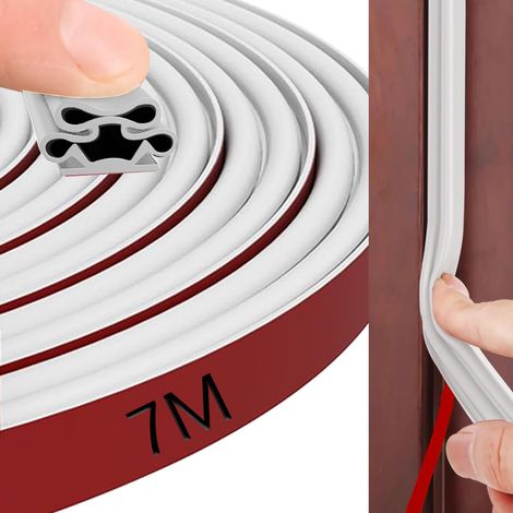Joint Porte Fenetre 10mm10mm7M Joint D'étanchéité pour Porte Isolation Phonique Porte Anti-collision Antibruit Étanche à l'eau Antipoussière (Blanc, (1/5)