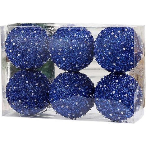 Boules de Noël à paillettes et perles, 8 cm (6 pièces), étui, décoration pour la maison, les magasins et les fêtes de fin d'année, pendentifs à suspendre au sapin de Noël, lot de 2 (1/5)