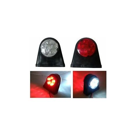 2er-Set 12-24V LED-Gummi-Seitenleuchten für Lkw, Anhänger, Plattform Rot-Weiß
