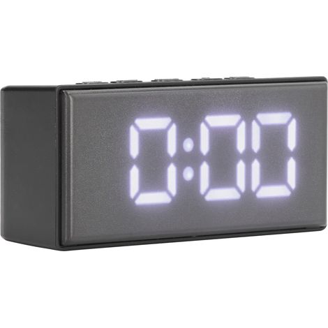 Horloge numérique avec miroir rétroéclairé LED à économie d'énergie, blanche, adaptée aux dortoirs/maisons/chambres à coucher. (1/5)