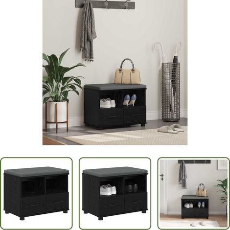 vidaXL Eingangsbank - Flurbank mit Kissen mit Regal Schwarze Eiche 60 x 38 x 46 cm (1/5)