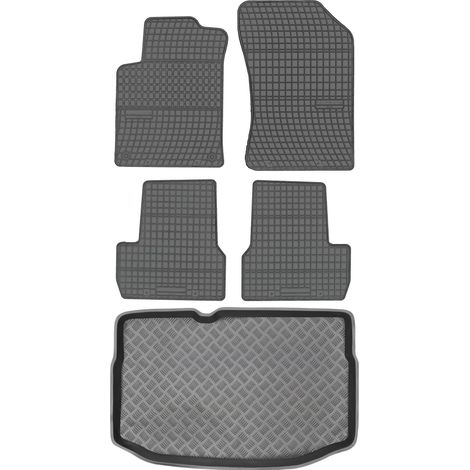 Ensemble de tapis de sol en caoutchouc + tapis de coffre pour Citroën C3 II Hatchback (2009-2016).