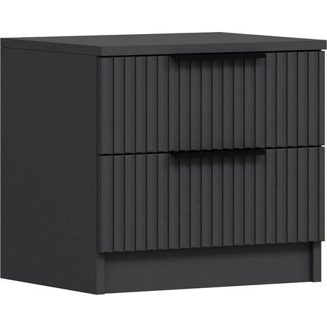 Comodino Meranti, 2 Cassetti, un Ripiano, Apertura Scorrevole, 50x40x47h cm Nero Antracite