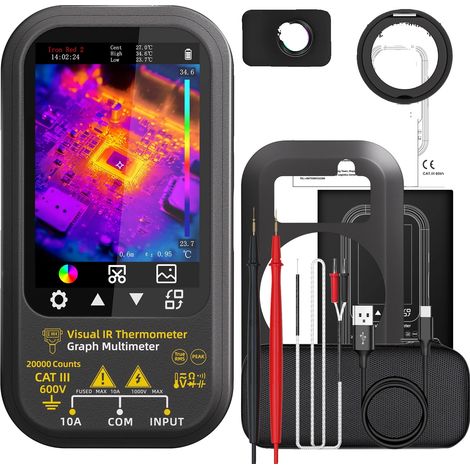 Multimètre thermique, résolution thermique 320x240, écran LCD tactile rotatif à 360 degrés, SH6 avec objectif macro (1/2)