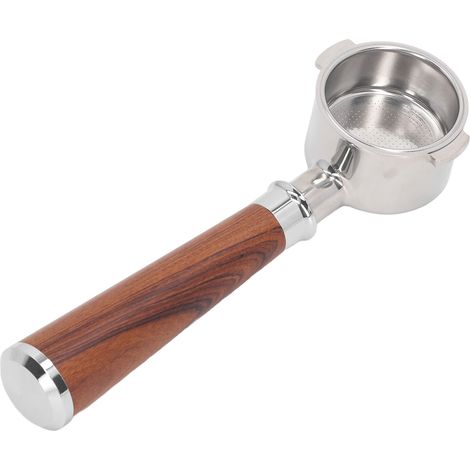 51-mm-Siebträger mit 2 Klemmen, bodenlosem Griff, Edelstahl für Delonghi ECO310, thailändisches Rosenholz (1/5)
