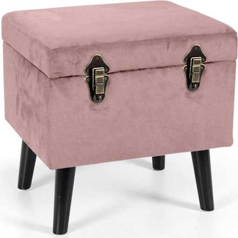POUF CONTENITORE CON IMBOTTITURA IN VELLUTO 40 X 33 X H 40 CM COLORE ROSA (1/3)