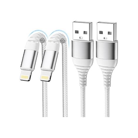 Câble iPhone Chargeur iPhone, Charger Cable 1M+2M [MFi Certified] Lightning USB Cable Fast Charging, Nylon Braided Tressé Ultra Résistant pour iPhone 14 13 12 11 Pro Max Mini XR XS X 8 7 6 5 SE, iPad (1/5)