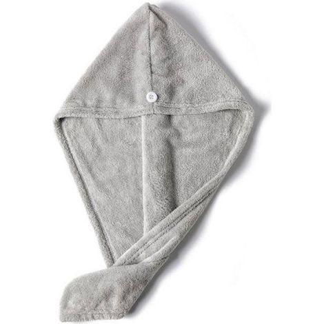 Grey microfiber hair towel - super absorbent - 1 piece - 65 x 25 cm (1/5)