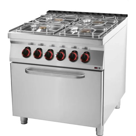 Fourneau combiné avec four électrique statique GN 2/1 - 4x brûleur REDFOX - SPT 90/80-21 GE - REDFOX