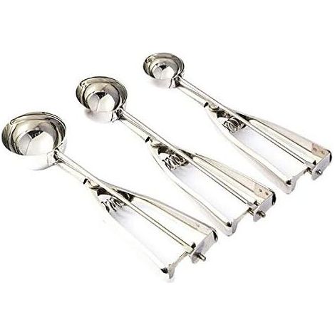 Set mit 3 Eiskugelportionierern aus Edelstahl mit Auslöser (1/5)