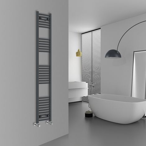 WarmeHaus Curved Anthracite Bathroom Ladder Radiator 1800x300mm (1/5)