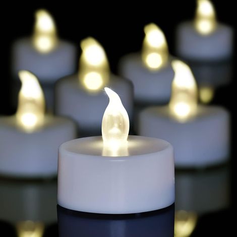 Pack de 8 Bougie LED, Blanc, Sans Flamme, 200 Heures, 1.4x1.4 cm, Pile CR2032, Décoration Table (1/5)