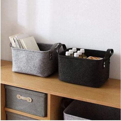 2 Pièce Panier Feutre, Care Panier Rangement, Rangement Feutre, avec Poignée, pour Vêtements, Serviettes, Articles de Toilette, Livres (1/4)