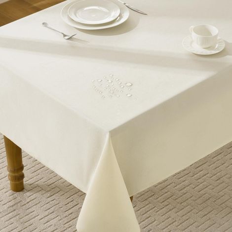 Nappe lavable Beige 140x240cm Aspect lin Rectangulaire Imperméable