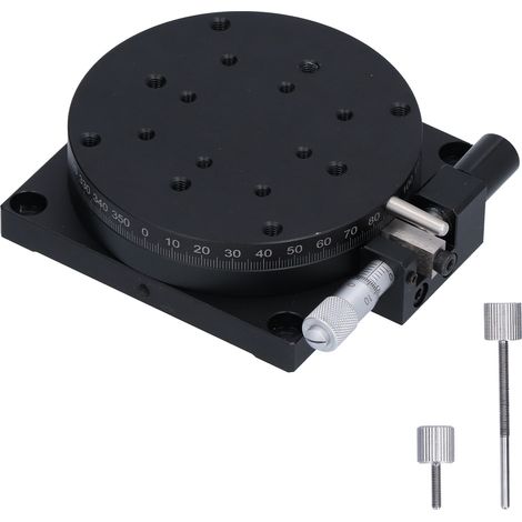 Table de translation linéaire rotative manuelle 360° avec micromètre, platine coulissante de précision, réglage fin, diamètre 80 mm, modèle RBA80 (1/5)