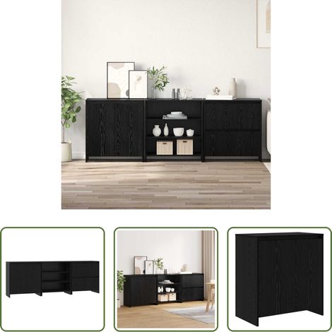 vidaXL Buffet bois - Buffet 3 pcs Chêne noir 70 x 41 x 75 cm Bois d'ingénierie (1/5)