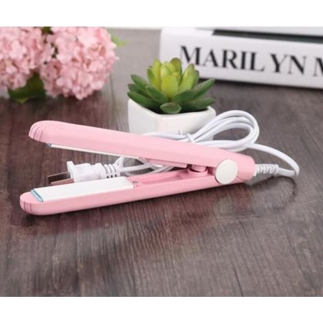 Mini fer à lisser en céramique, 1 pièce, Mini fer à friser ondulé, outils de coiffure, bigoudi de chev 1 piece pink iron -FJFK1387 (1/4)