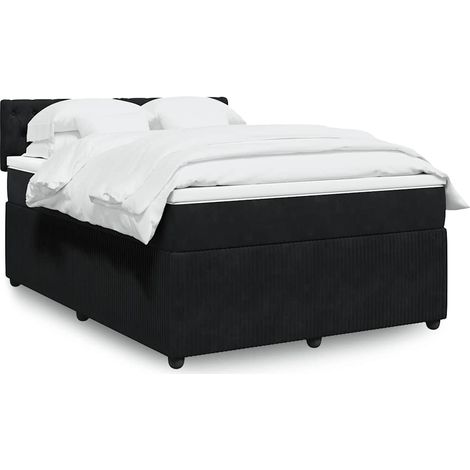 Boxspringbett mit Matratze Schwarz 160x200 cm Samt