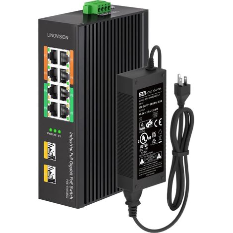 Commutateur POE Industriel à 8 Ports avec Liaison Montante 1 GE et 1 SFP, Sortie POE BT 90 W, pour Appareil POE ++ tel qu'une caméra PTZ, Un Moniteur POE ou Un éclairage POE (1/5)