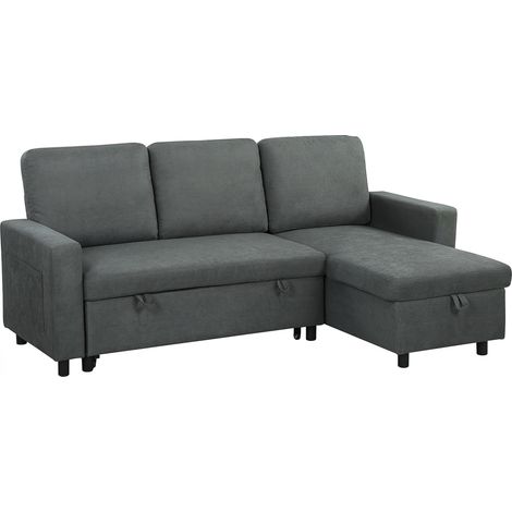 L Sofa Bed,  Storage - Charcoal Grey (1/5)