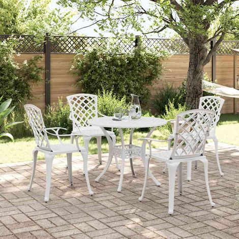 Maison Exclusive - Set da Pranzo da Giardino 5 pz Bianco in Alluminio Pressofuso (1/5)